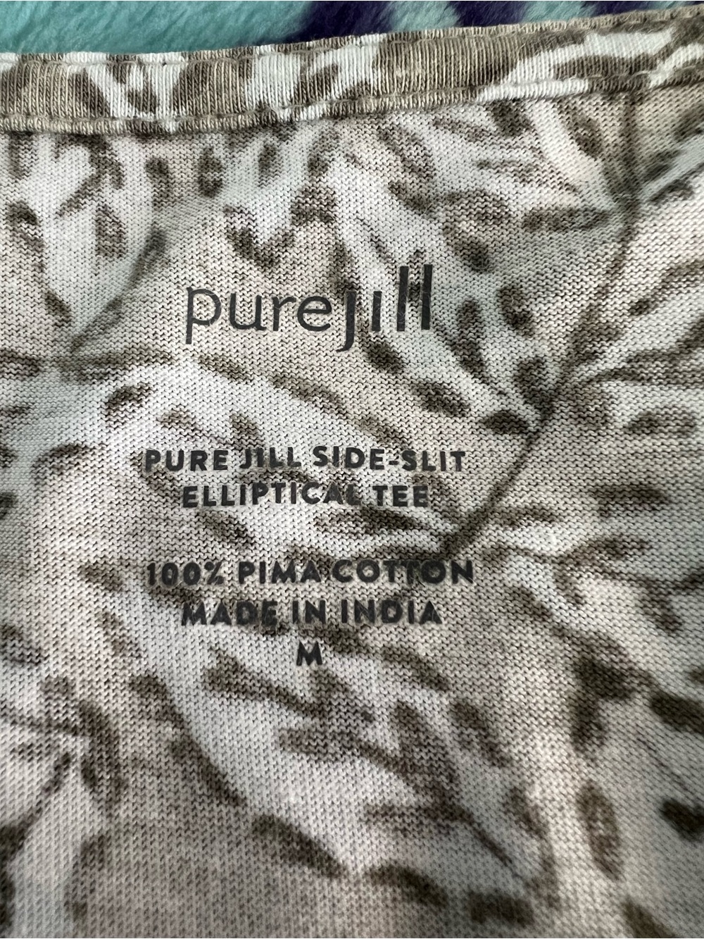 J. Jill Pure Jill M Green White 100% Pima Cotton Side-Slit Elliptical Tee Top - Picture 9 of 13